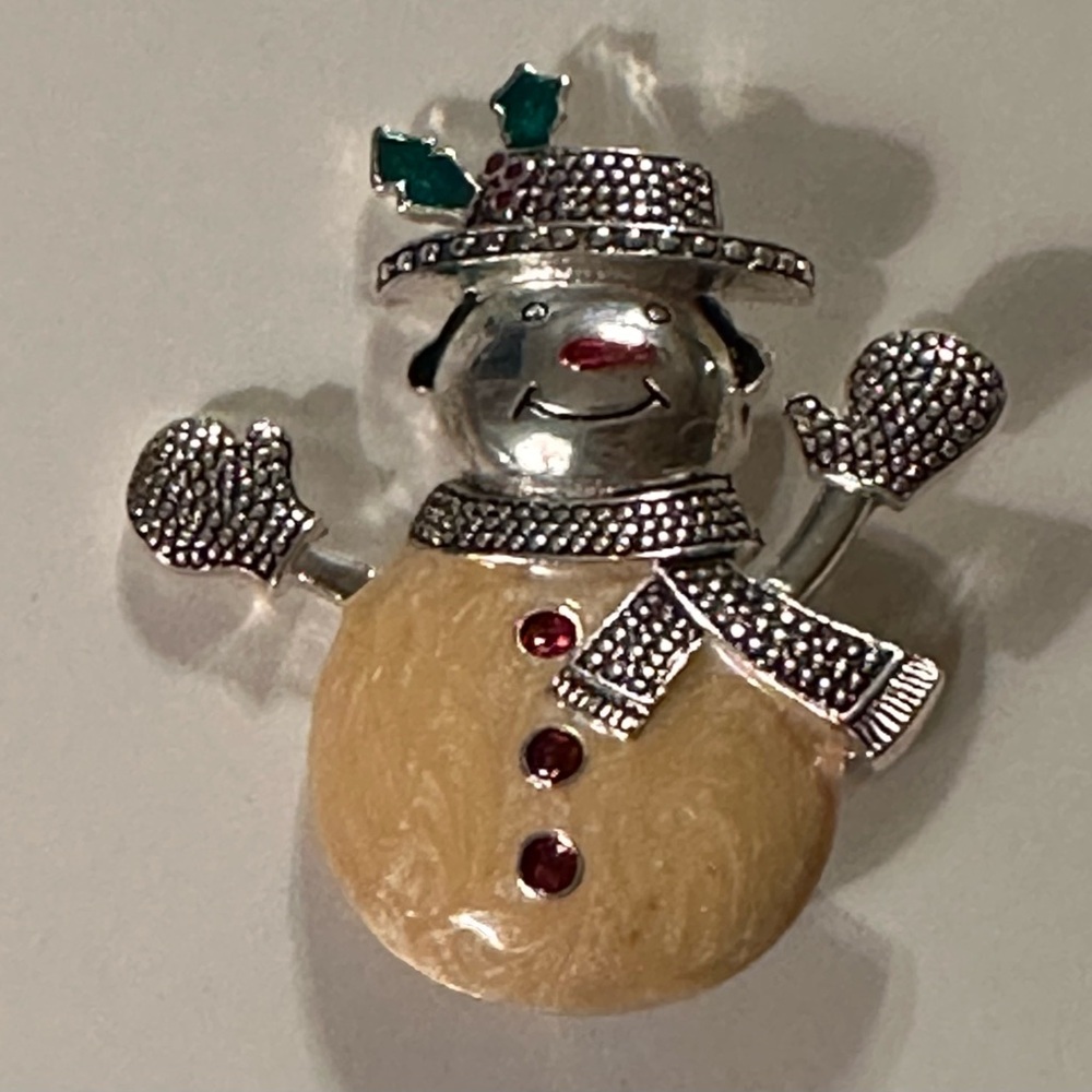 Kenneth Cole Christmas Holiday Snowman Brooch Pin - Picture 1 of 6